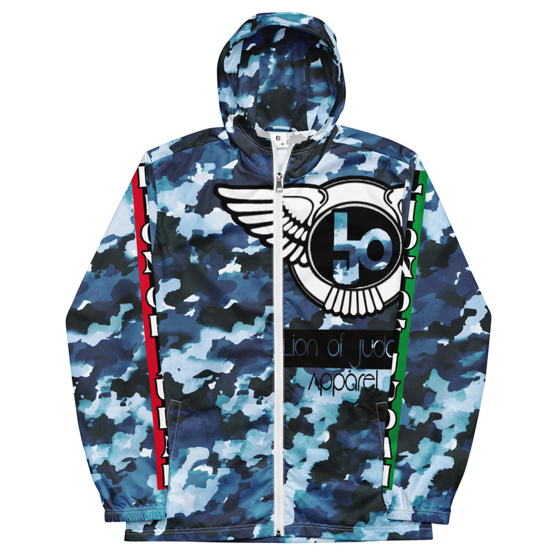 Lion Of Judah Black Logo Graphic Design Camo V.2 Men's Windbreaker