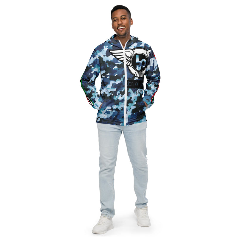 Lion Of Judah Black Logo Graphic Design Camo V.2 Men's Windbreaker