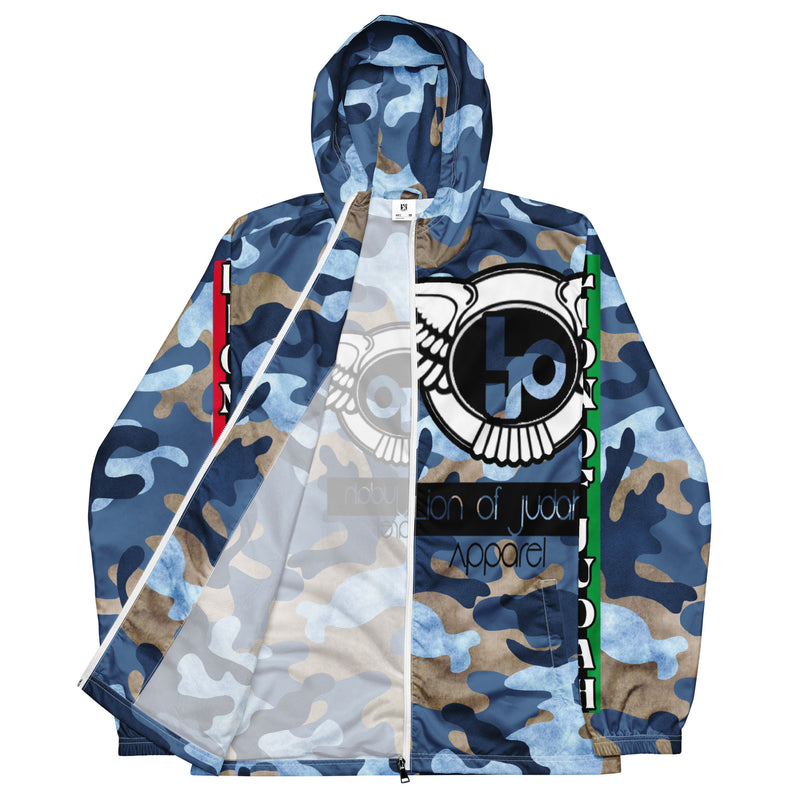 Lion Of Judah Black Logo Graphic Design Camo V.3 Men's Windbreaker