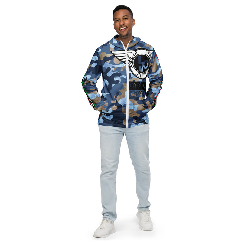Lion Of Judah Black Logo Graphic Design Camo V.3 Men's Windbreaker