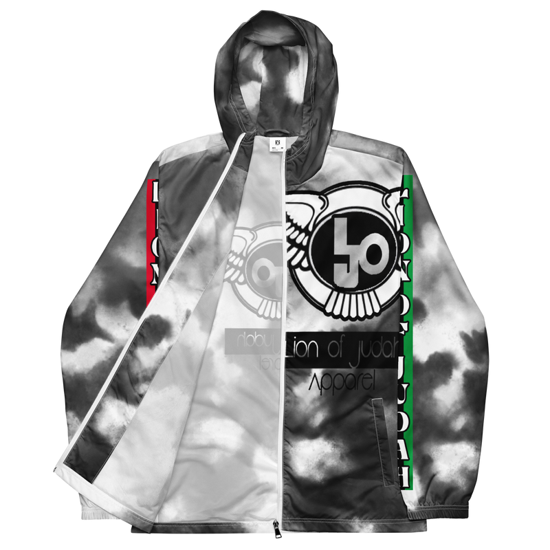 Lion Of Judah Black Logo Black & Grey Graphic Design Men's Windbreaker