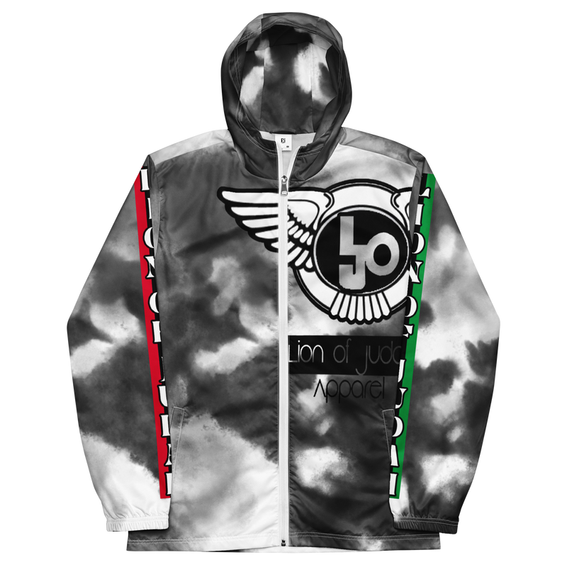 Lion Of Judah Black Logo Black & Grey Graphic Design Men's Windbreaker