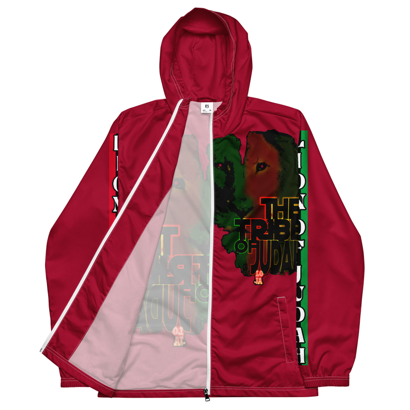 Tribe Of Judah Lion Graphic Design Men's Red Windbreaker