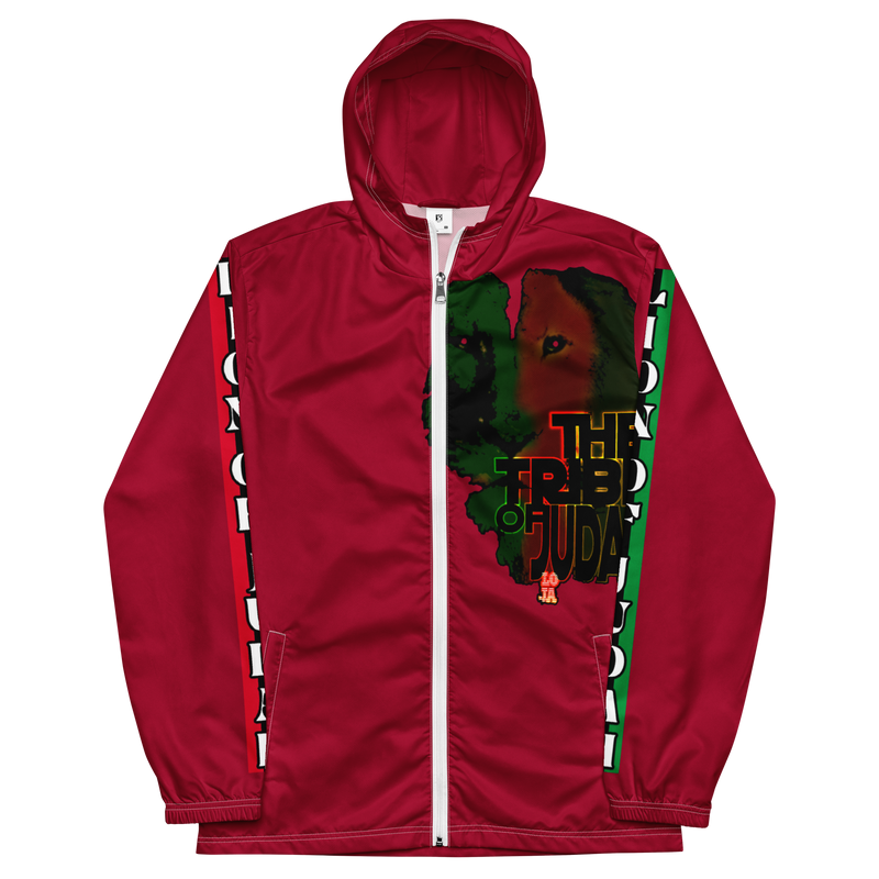 Tribe Of Judah Lion Graphic Design Men's Red Windbreaker
