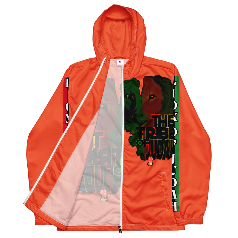 Tribe Of Judah Lion Graphic Design Men's Orange Windbreaker