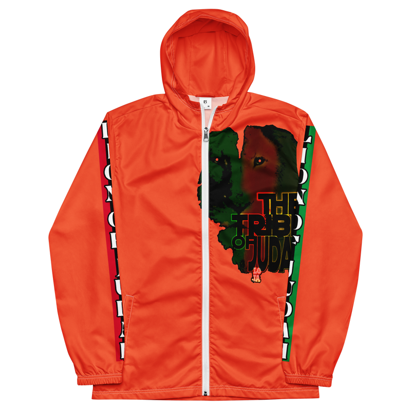 Tribe Of Judah Lion Graphic Design Men's Orange Windbreaker