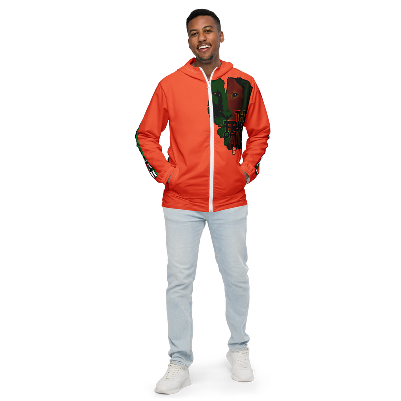 Tribe Of Judah Lion Graphic Design Men's Orange Windbreaker