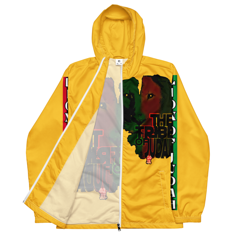 Tribe Of Judah Lion Graphic Design Men's Yellow Windbreaker