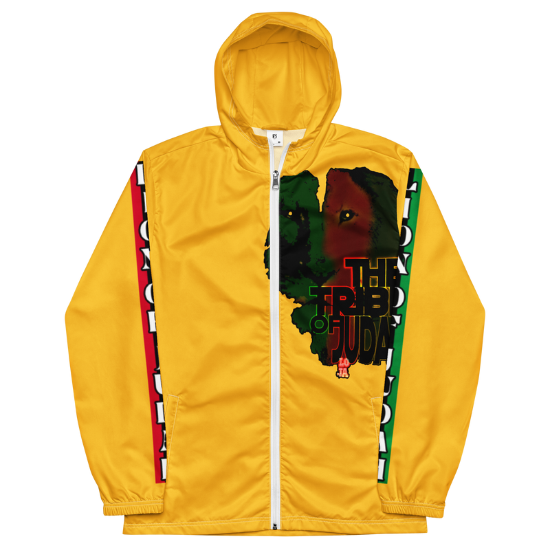 Tribe Of Judah Lion Graphic Design Men's Yellow Windbreaker