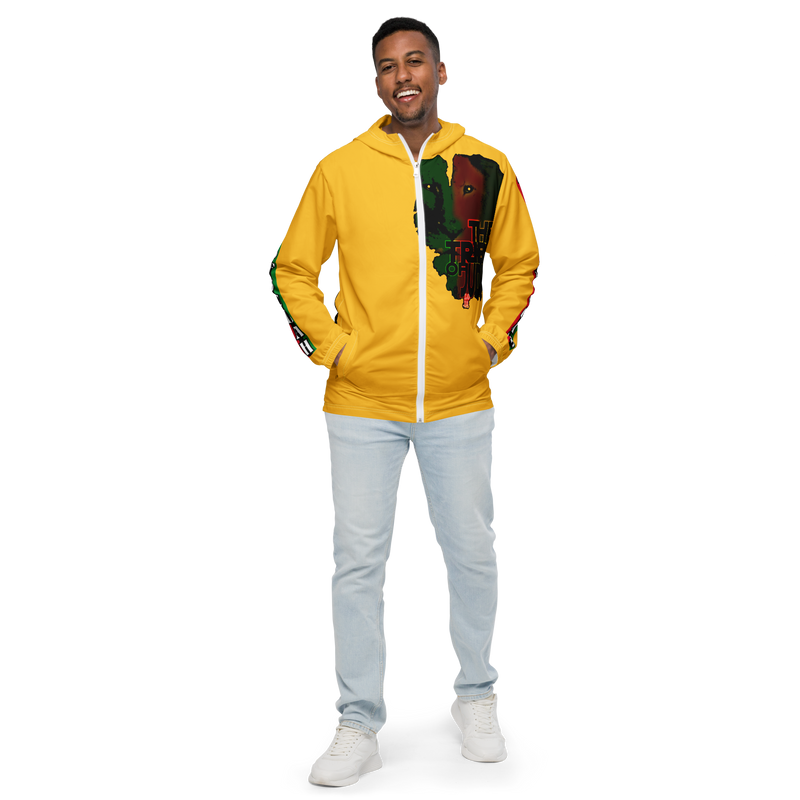 Tribe Of Judah Lion Graphic Design Men's Yellow Windbreaker