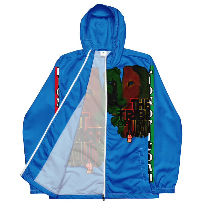 Tribe Of Judah Lion Graphic Design Men's Navy Blue Windbreaker