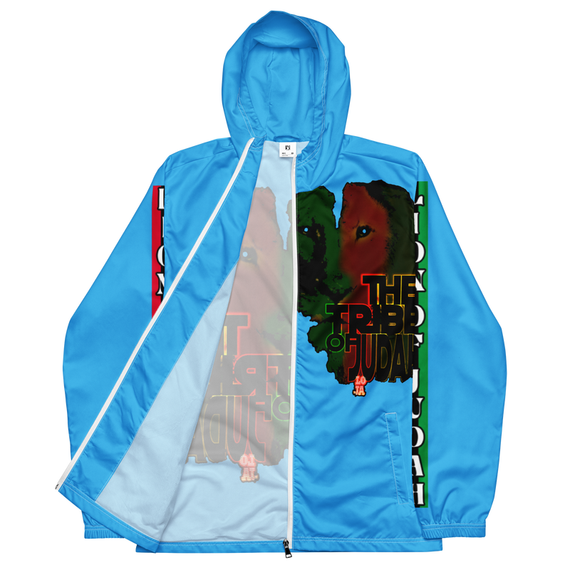 Tribe Of Judah Lion Graphic Design Men's Deep Sky Blue Windbreaker