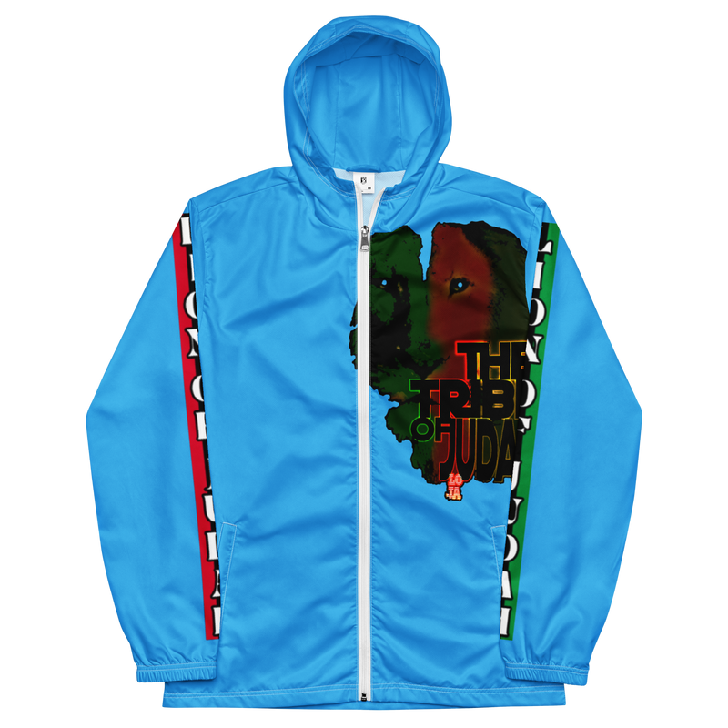 Tribe Of Judah Lion Graphic Design Men's Deep Sky Blue Windbreaker