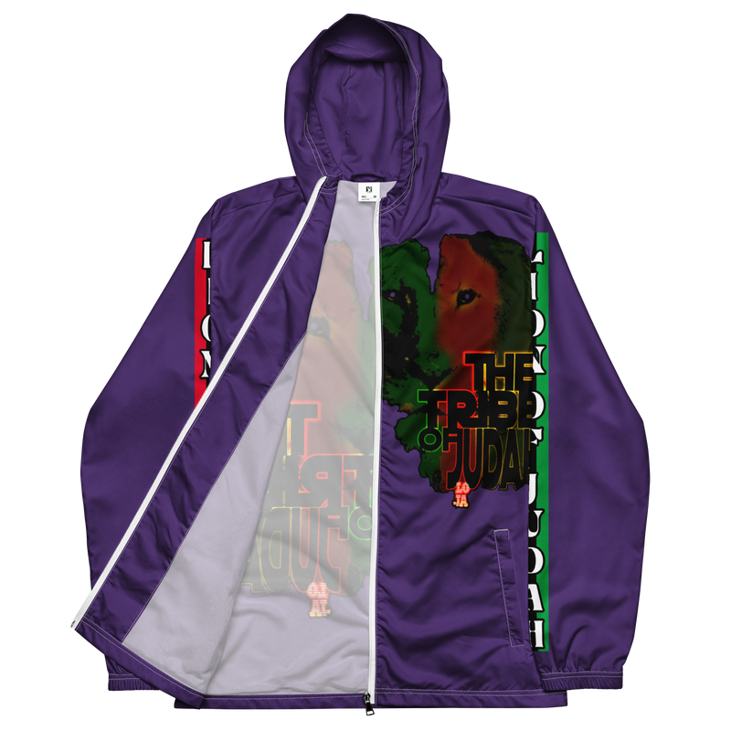 Tribe Of Judah Lion Graphic Design Men's Purple Windbreaker