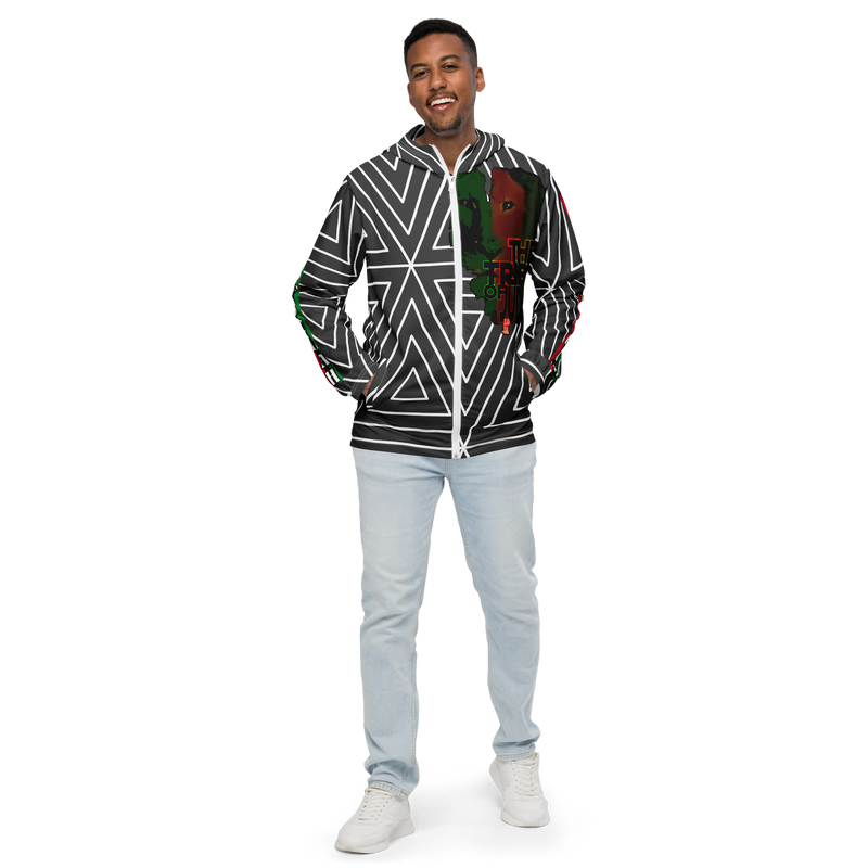 Tribe Of Judah Lion Black & White Abstract shape stripe Graphic Design Men’s windbreaker