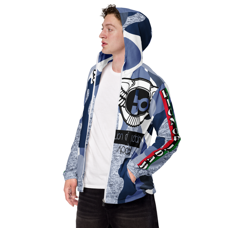 Lion Of Judah Black Logo Pattern Design Men’s windbreaker