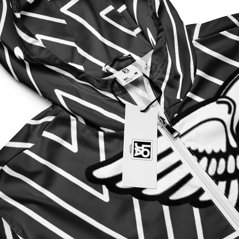 Lion Of Judah Black Logo Black with White stripe shape Pattern Design Men's Windbreaker