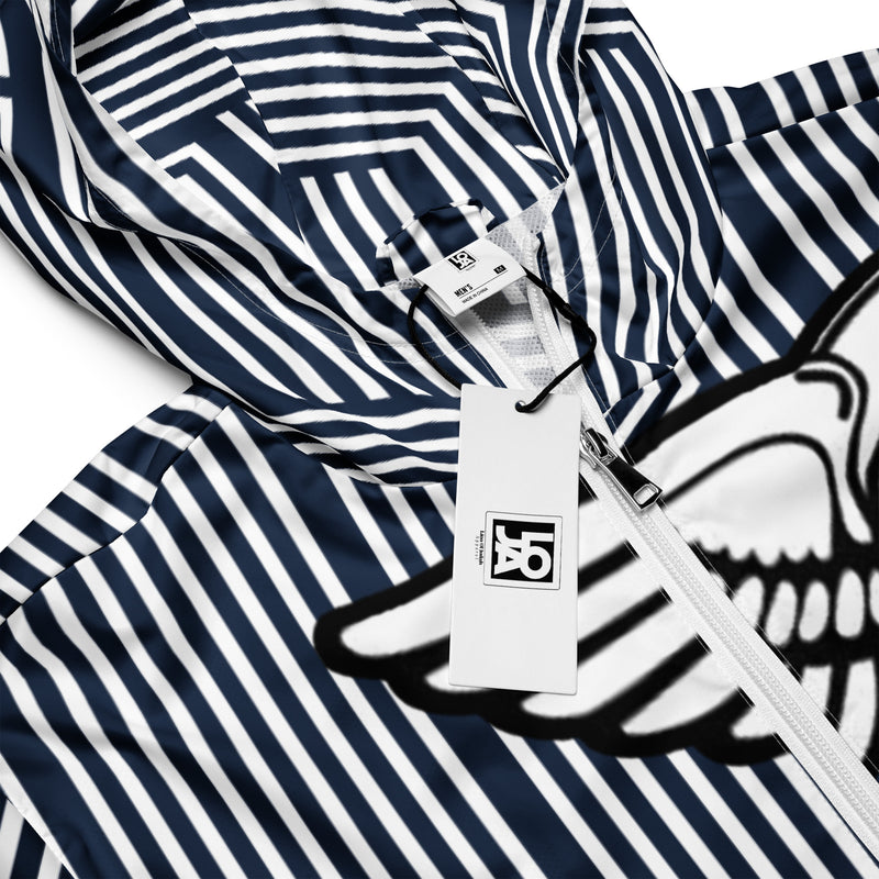 Lion Of Judah Black Logo Blue with White stripe Graphic Design Men's Windbreaker