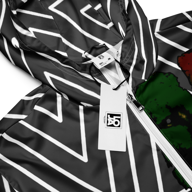 Tribe Of Judah Lion Black & White Abstract shape stripe Graphic Design Men’s windbreaker