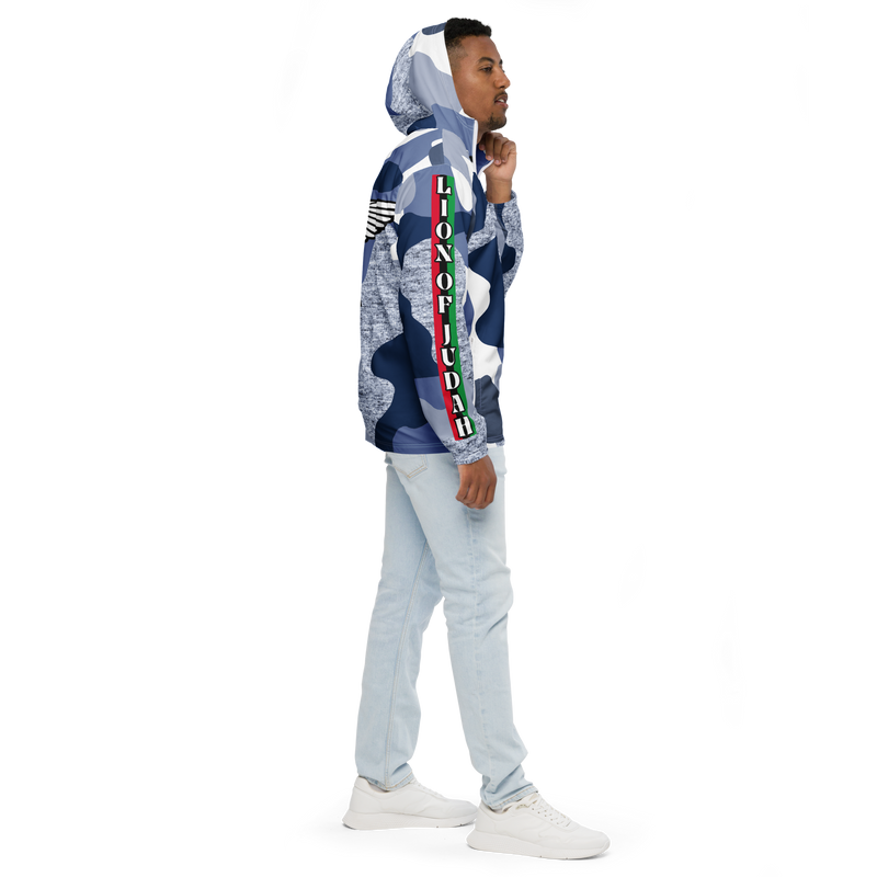 Lion Of Judah Black Logo Pattern Design Men’s windbreaker