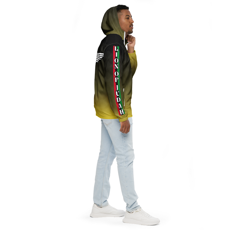 Lion Of Judah Black Logo Black Yellow fade Graphic Design V.3 Men’s windbreaker