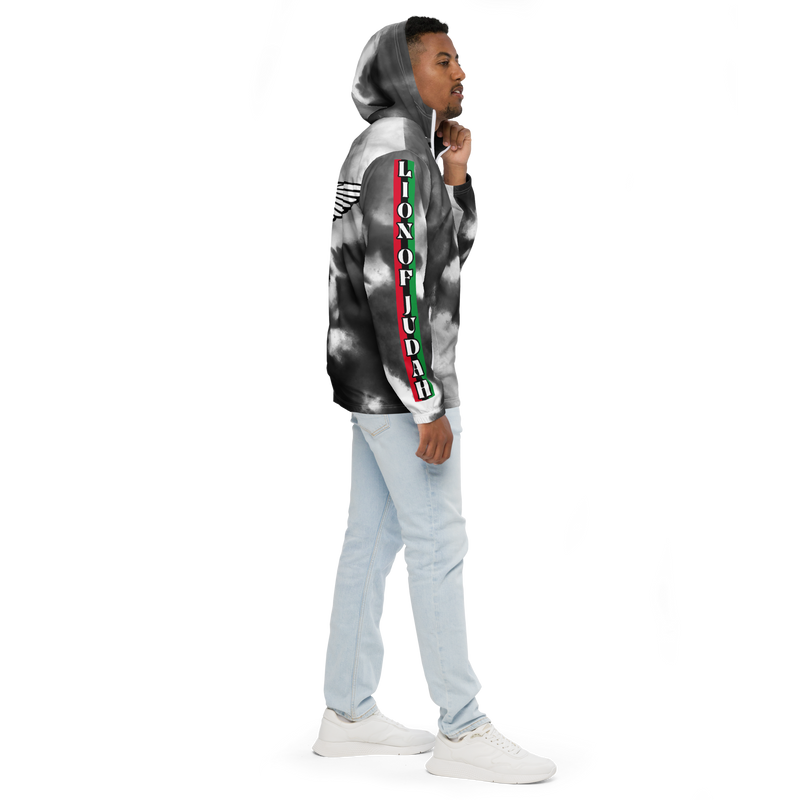 Lion Of Judah Black Logo Black & Grey Graphic Design Men's Windbreaker
