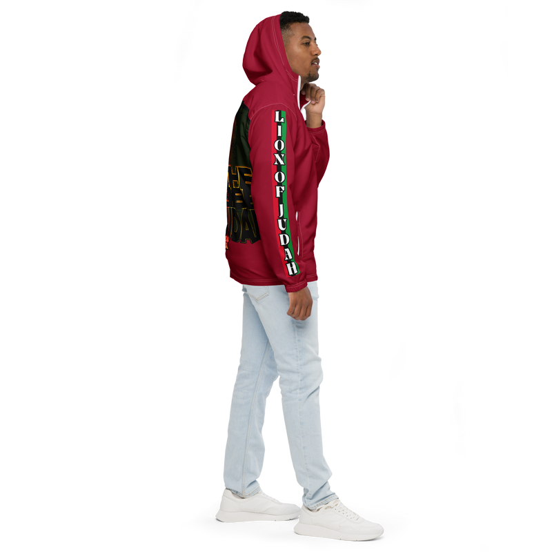Tribe Of Judah Lion Graphic Design Men's Red Windbreaker