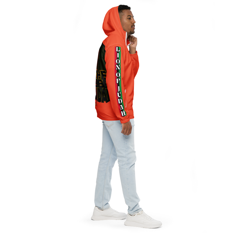 Tribe Of Judah Lion Graphic Design Men's Orange Windbreaker