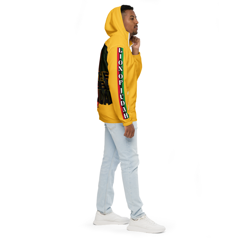 Tribe Of Judah Lion Graphic Design Men's Yellow Windbreaker