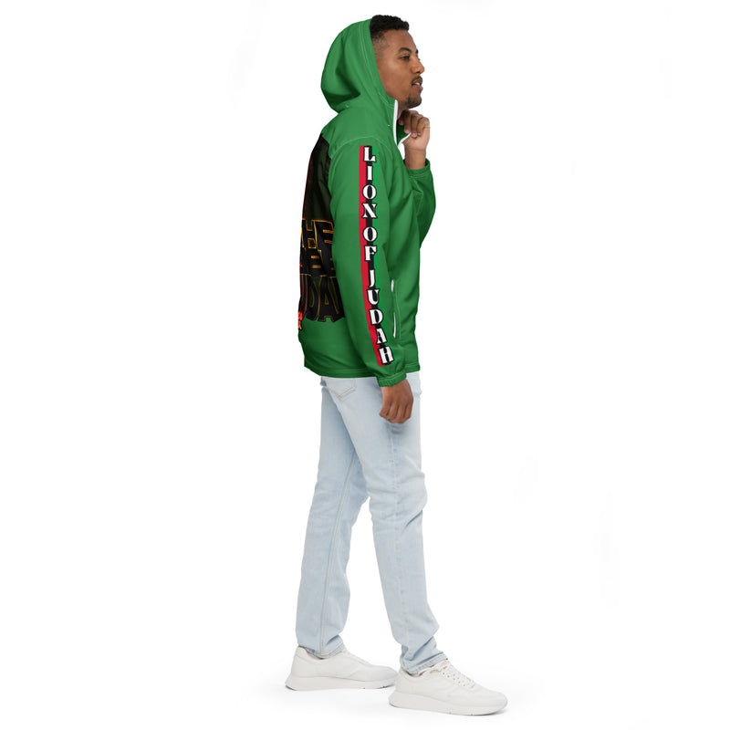 Tribe Of Judah Lion Graphic Design Men's Green Windbreaker