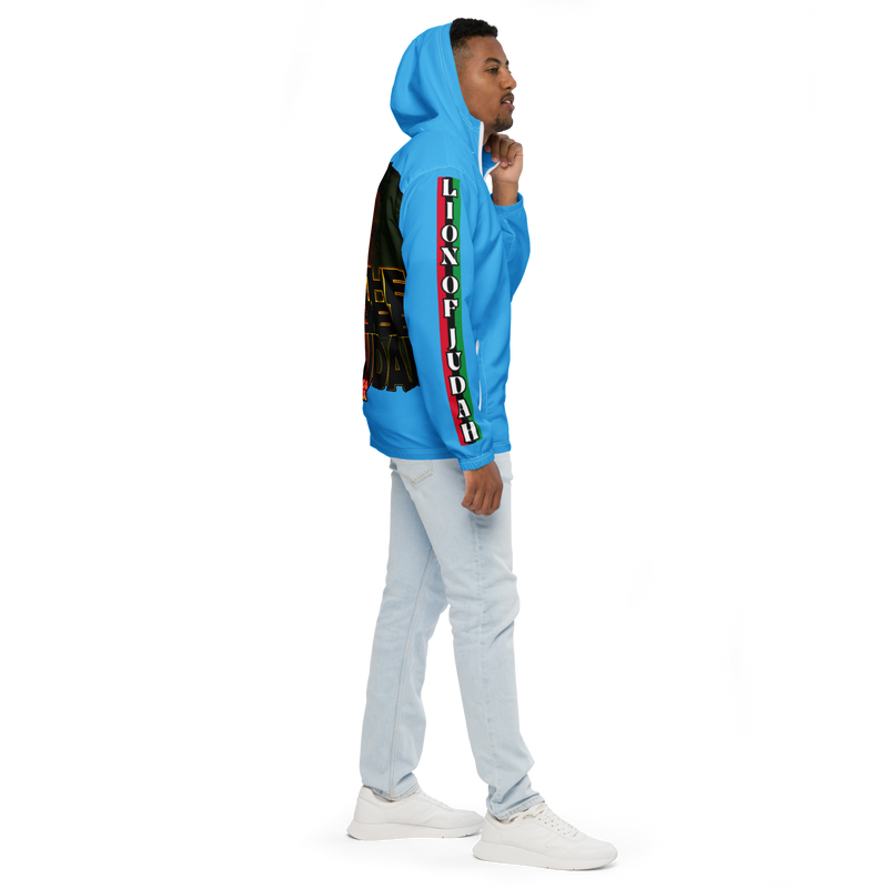 Tribe Of Judah Lion Graphic Design Men's Deep Sky Blue Windbreaker