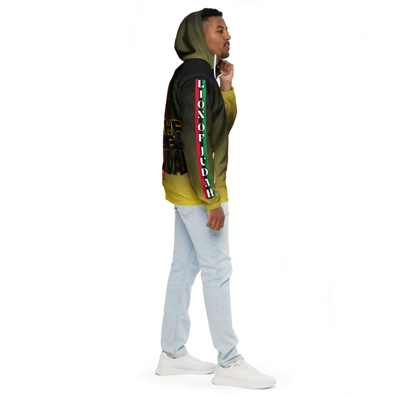 Tribe Of Judah Lion Black to Yellow Fade Graphic Design Men’s windbreaker