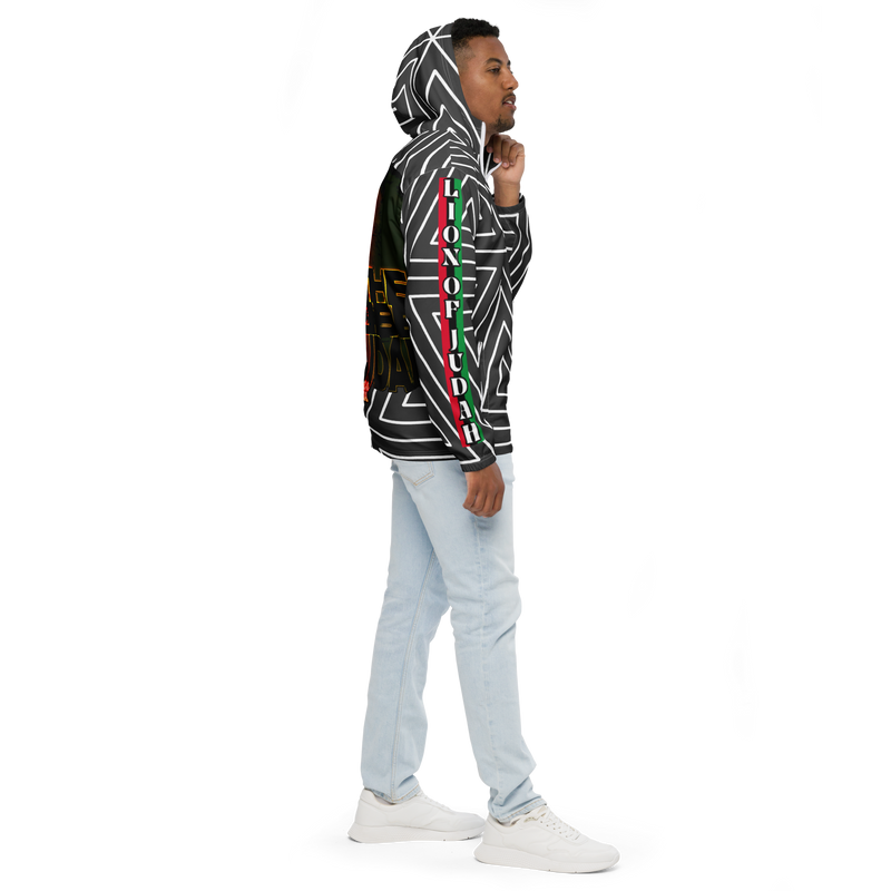 Tribe Of Judah Lion Black & White Abstract shape stripe Graphic Design Men’s windbreaker