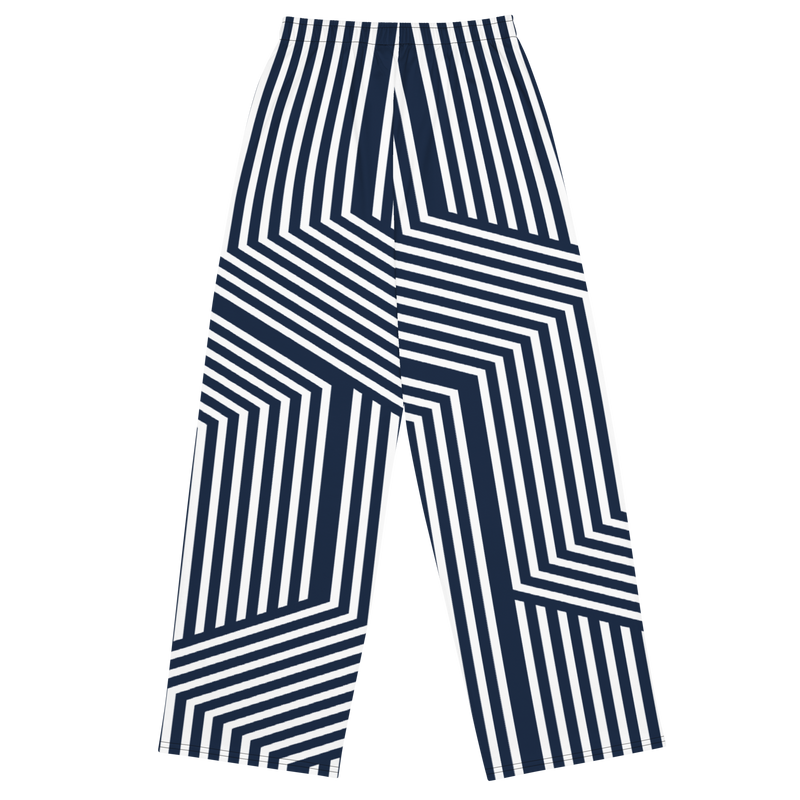 Lion Of Judah Black Logo Blue with White stripe Graphic Design Unisex Wide-Leg Pants