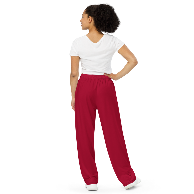 Lion Of Judah Black Logo Carmine Red Graphic Design Unisex Wide-Leg Pants