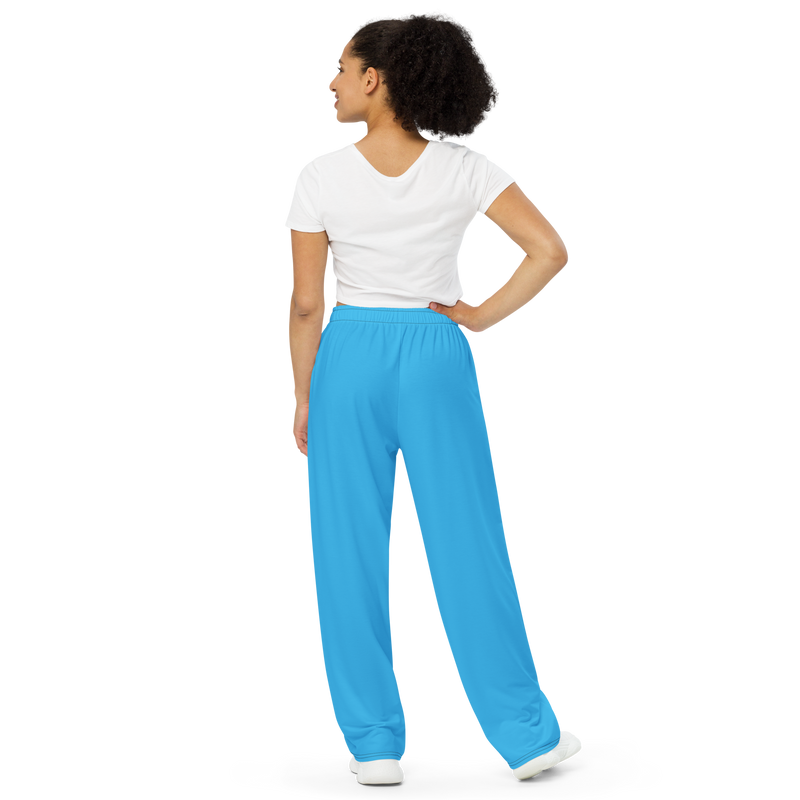 Lion Of Judah Black Logo Sky Blue Graphic Design Unisex Wide-Leg Pants