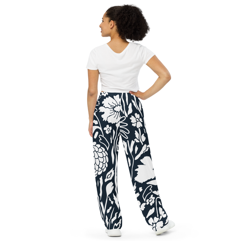 Lion Of Judah Black Logo Black & White Art Graphic Design Unisex Wide-Leg Pants