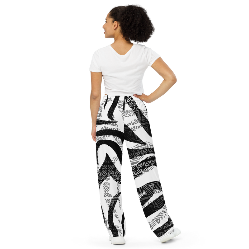 Lion Of Judah Black Logo Zebra Black & White Pattern Graphic Design Unisex Wide-Leg Pants
