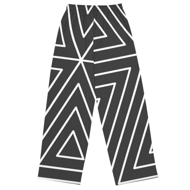 Tribe Of Judah Lion Black & White Abstract shape stripe Graphic Design Unisex Wide-Leg Pants