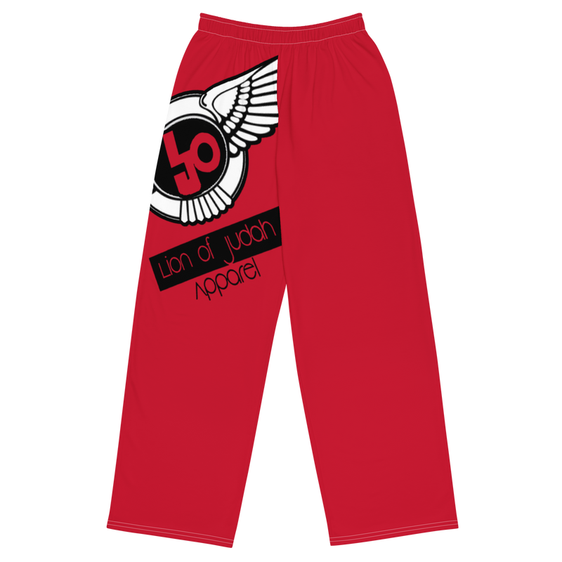 Lion Of Judah Logo Design Red unisex wide-leg pants
