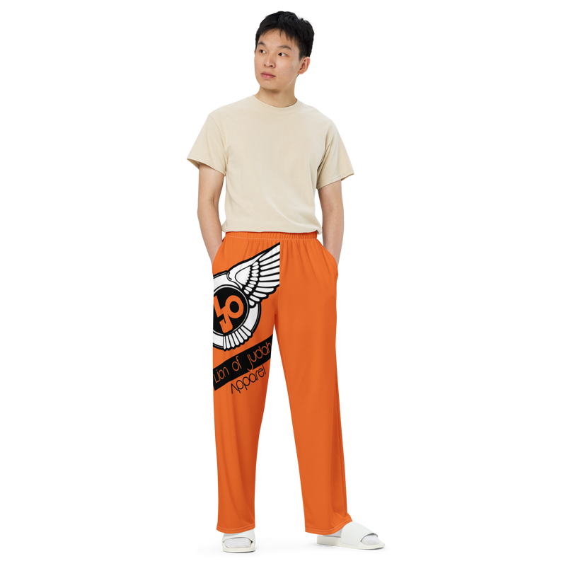 Lion Of Judah Logo Design Men’s Orange unisex wide-leg pants