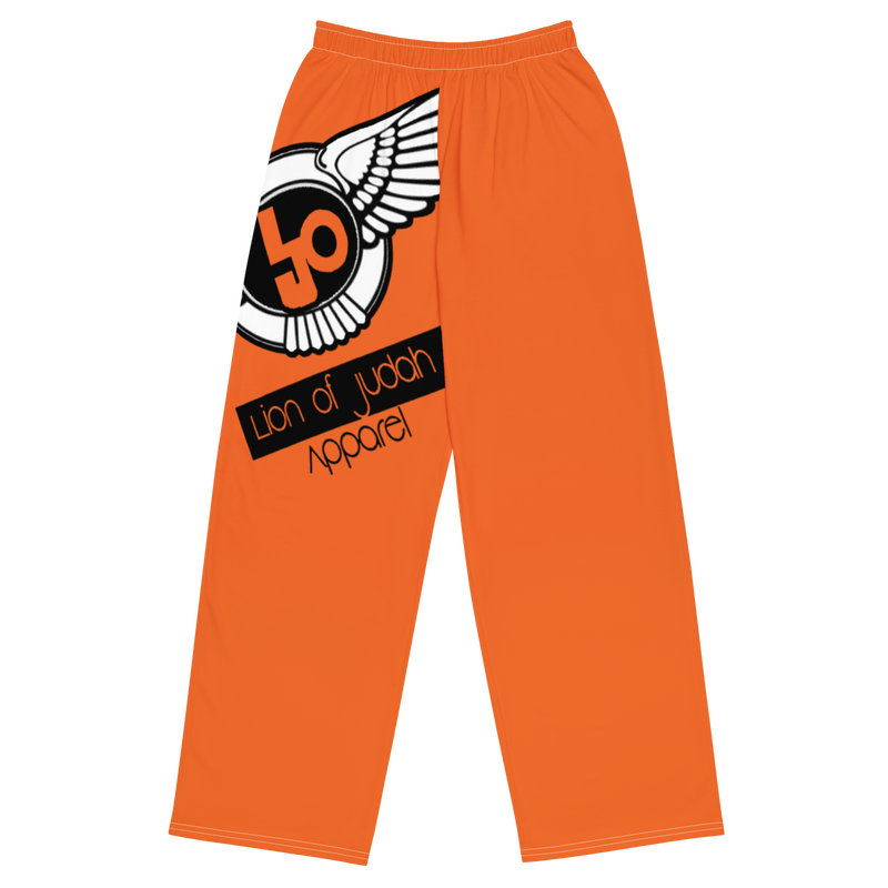 Lion Of Judah Logo Design Men’s Orange unisex wide-leg pants