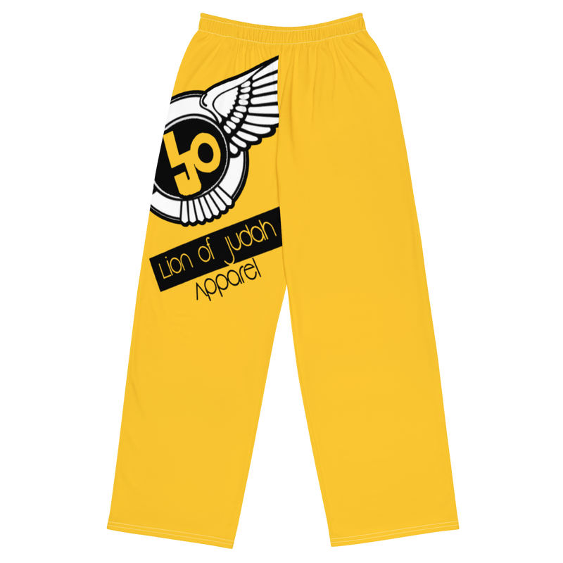 Lion Of Judah Logo Design Yellow unisex wide-leg pants
