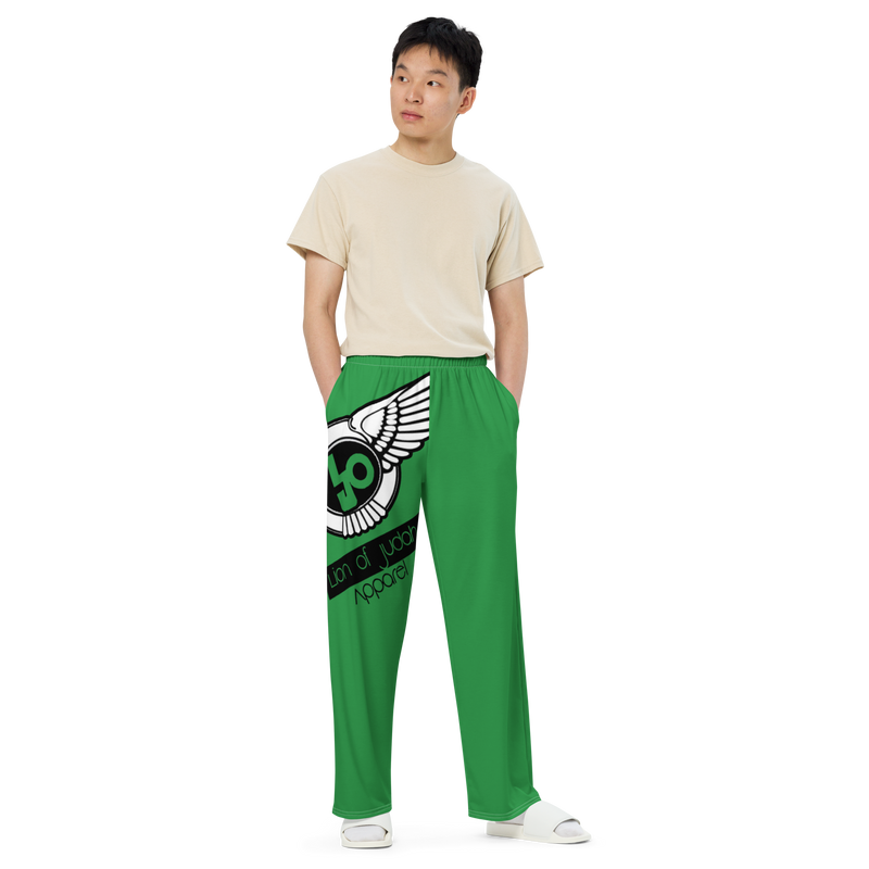 Lion Of Judah Logo Design Green Unisex Wide-Leg Pants