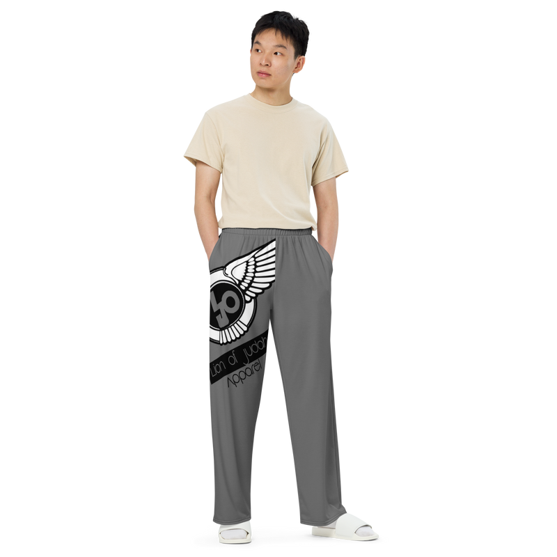 Lion Of Judah Logo Design Grey Unisex Wide-Leg Pants