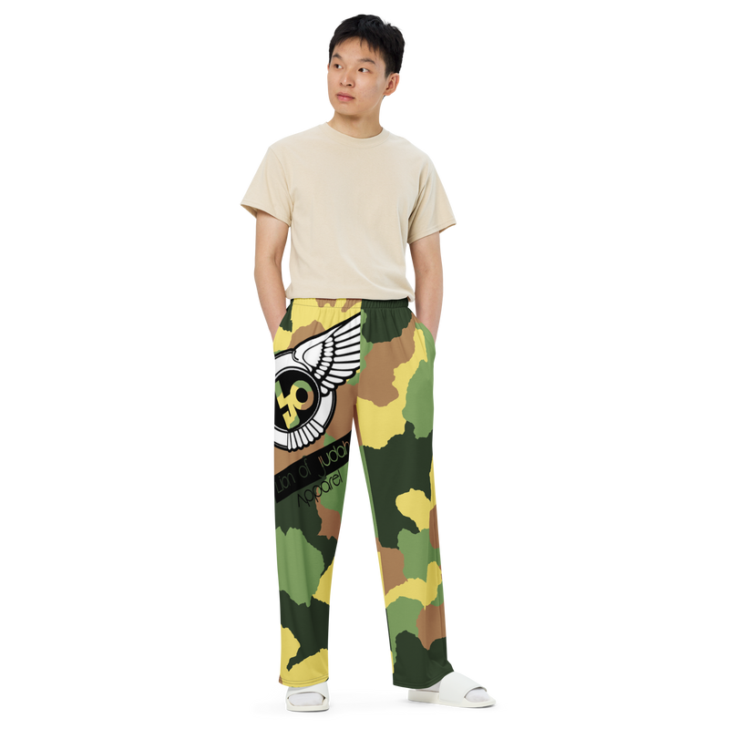Lion Of Judah Black Logo Camo Graphic Design Unisex Wide-Leg Pants