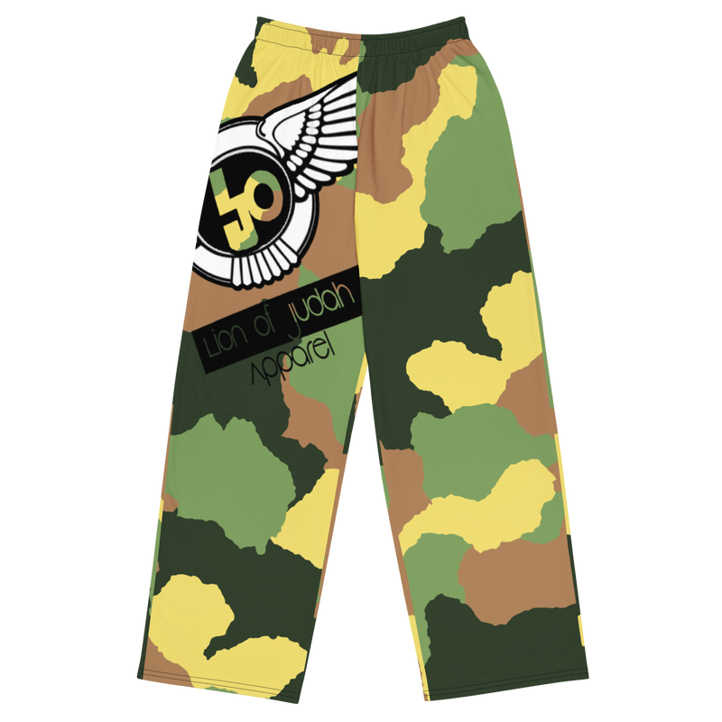 Lion Of Judah Black Logo Camo Graphic Design Unisex Wide-Leg Pants