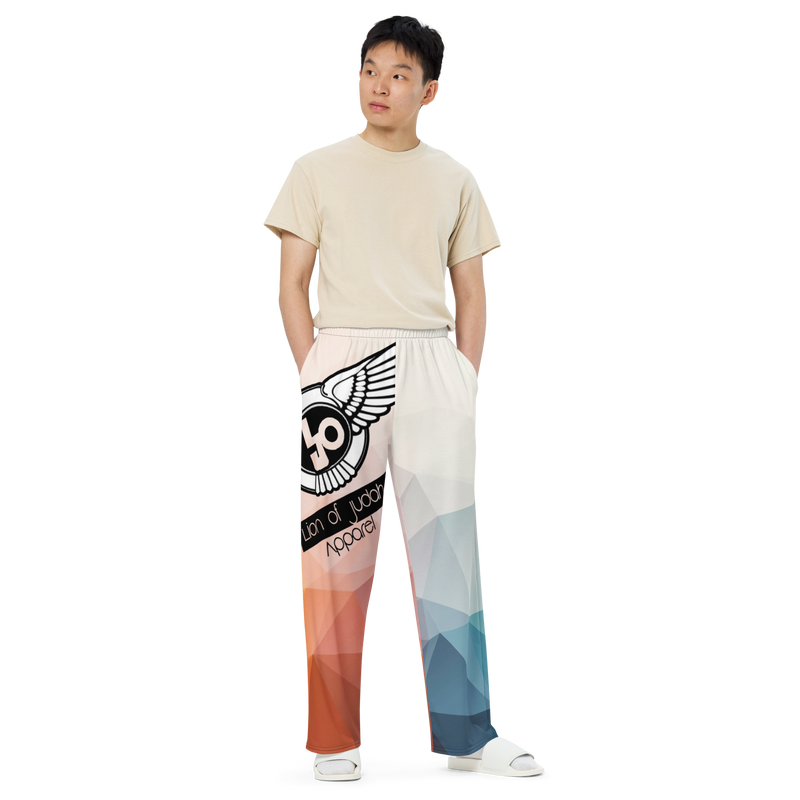 Lion Of Judah Black Logo Graphic Design V.2 Unisex Wide-Leg Pants