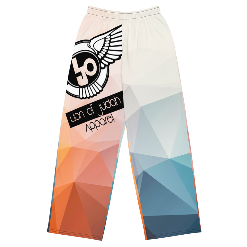 Lion Of Judah Black Logo Graphic Design V.2 Unisex Wide-Leg Pants