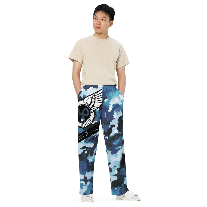 Lion Of Judah Black Logo Graphic Design Camo V.2 Unisex Wide-Leg Pants